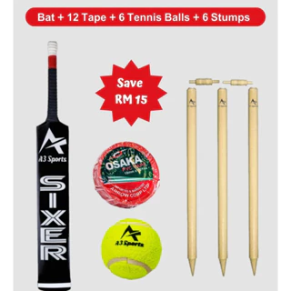 Sixer Complete Tape Ball Cricket Set (Bat, Stumps, Ball & Tape)